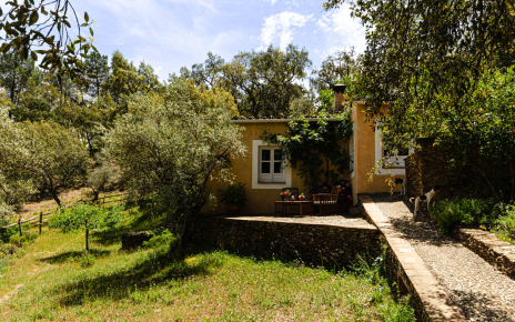 The cottage is above the pool area